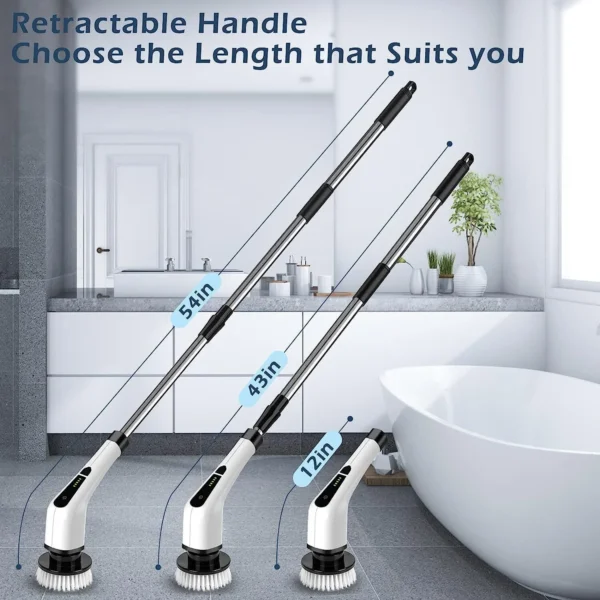 7 Heads Electric Spin Scrubber Cordless Bath Tub Power Scrubber with Adjustable Extension Arm for Bathroom, Tub, Tile, Floor - Image 10