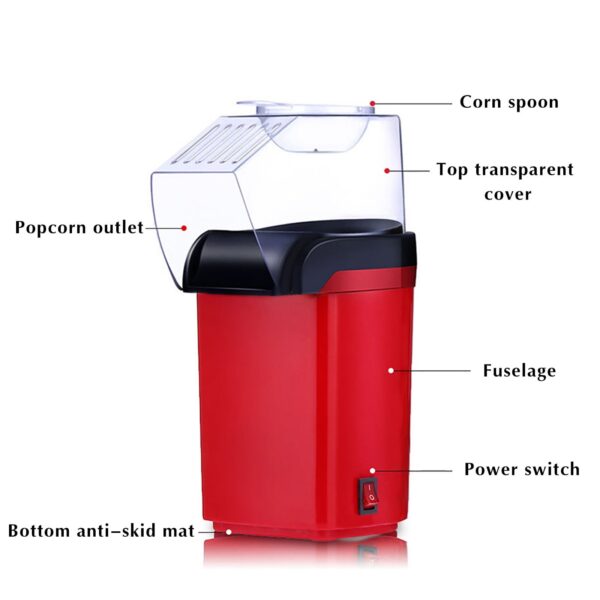 Tuphregyow Household Electric Popcorn Machine, Mini Corn Popcorn Maker, Electric Hot Corn Popper, Red - Image 2