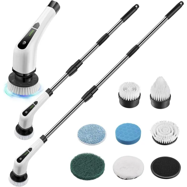 7 Heads Electric Spin Scrubber Cordless Bath Tub Power Scrubber with Adjustable Extension Arm for Bathroom, Tub, Tile, Floor