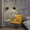 LED 360° Rotation Adjustable Black Wall Light – Round Wall Sconce with Warm White Light - Image 3