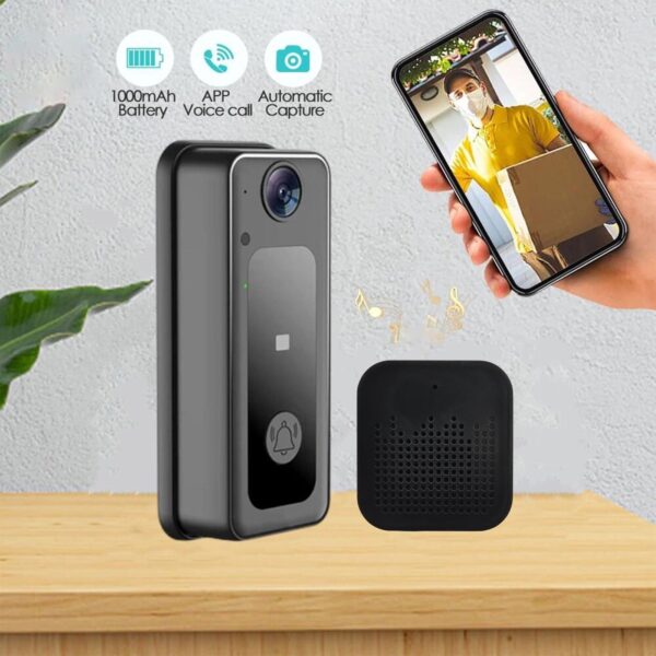 Doorbell Camera Wireless with Chime, Video Doorbell,Smart Wireless Remote Video Doorbell Intelligent Visual Doorbell Home Intercom HD Night Vision Wifi Rechargeable Security Door Doorbell - Image 2