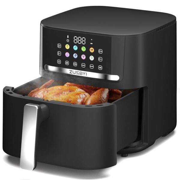 Air Fryer, ZUSBYI 6.5QT Air Fryer Oven With Smart Coloful Screen, 10 in 1 Customizable Functions, 1-Touch Digital Display Large Air fryer, Shake Reminder, Up to 450°F, Nonstick Dishwasher-Safe Basket