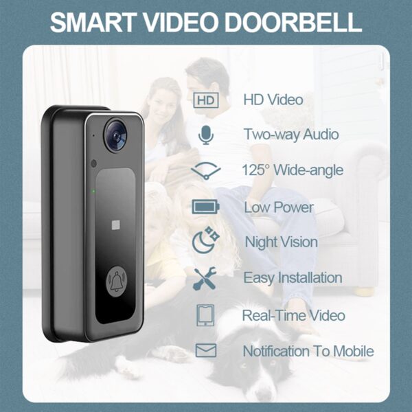 Doorbell Camera Wireless with Chime, Video Doorbell,Smart Wireless Remote Video Doorbell Intelligent Visual Doorbell Home Intercom HD Night Vision Wifi Rechargeable Security Door Doorbell - Image 3