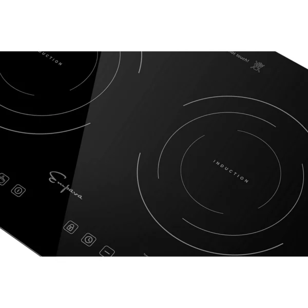 Empava IDC12B2 Horizontal Electric Stove Induction Cooktop with 2 Burners in Black Vitro Ceramic Smooth Surface Glass 120V, 12 Inch 12 Inch Stove - Image 4