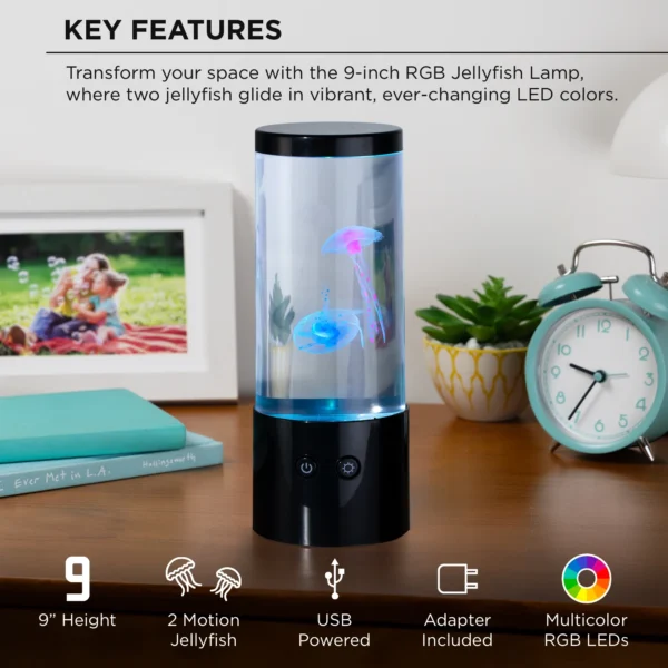 Merkury Innovations Jellyfish Lamp Motion & Multicolor Leds - Easy Mode Switching, USB Powered - 9" - Image 7