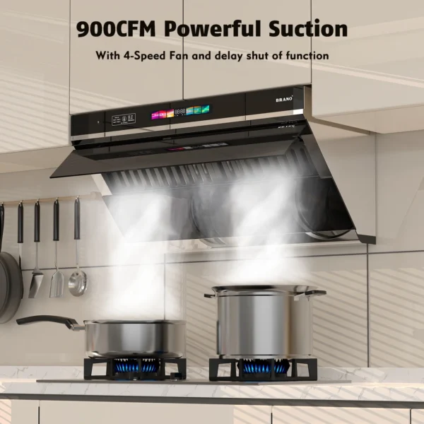 BRANO 900 CFM Under Cabinet Range Hood 36 inch, Voice/Gesture Sensing/Touch Control, with LED Light - Image 7