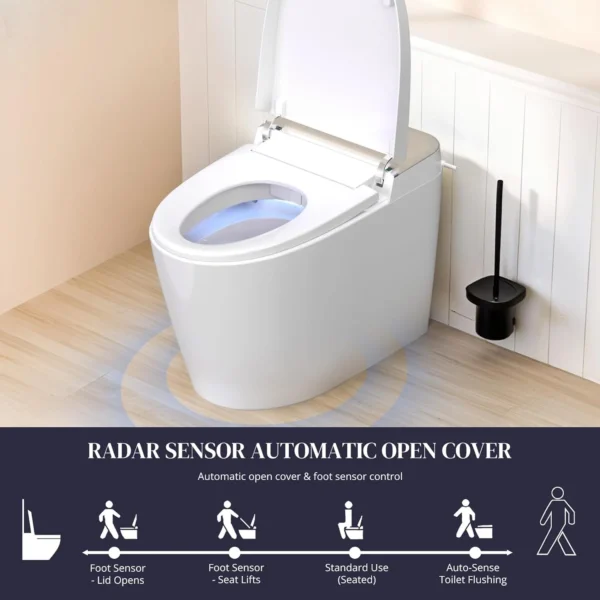 MyDepot Smart Bidet Toilet with Heated Water,Adjustable Washing Settings,Air Dryer,LED-light,One Piece Bidet-Toilet with Remote Control - Image 7