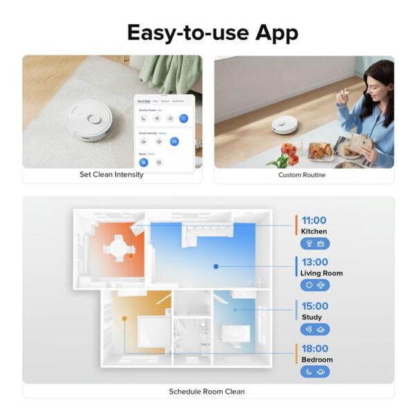 Roborock® Qrevo Robot Vacuum and Mop with Self-Emptying, Self-Drying, 5,500Pa Suction, Obstacle Avoidance(White) - Image 11