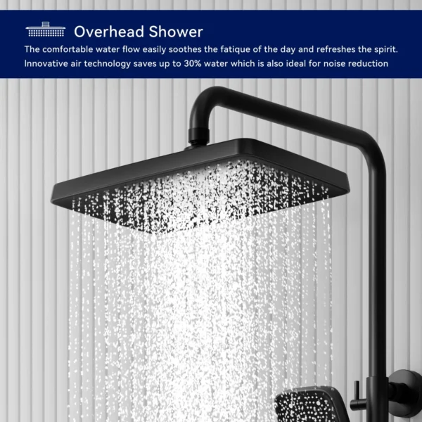 Shower System Thermostatic Matte Black Shower Faucet Set with Piano Key Digital Display Ambient Lights 12" Rain Shower Head Shower Combo Set with Tub Spout, Hand Shower, Bidet Spraye