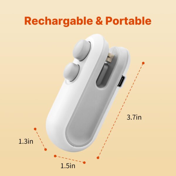 Clearance Mini Bag Sealer Usb C Rechargeable Bag Sealer 2 in 1 Bag Sealer Heat Seal with Cutter and Magnet Mini Bag Resealer Machine for Plastic Bags Snack Bags. - Image 2