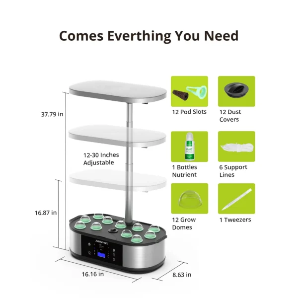 WiFi 12 Pods Hydroponics Growing System with APP Controlled, Indoor Garden Up to 30" with 30W 120 LED Grow Light, Silent Pump System, Automatic Timer for Home Kitchen Gardening, GS1 Basic - Image 2