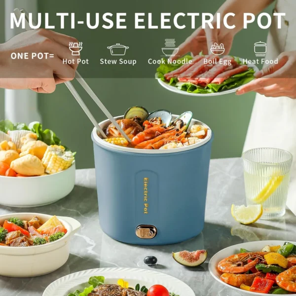 Hot Pot Electric, 1L Mini Ramen Cooker, 450W Rapid Noodles Cooker, Multifunctional Electric Pot for Cooking Pasta, Egg, Soup, Portable Pot with Over-Heating Protection for Dorm, Office, Travel - Image 4