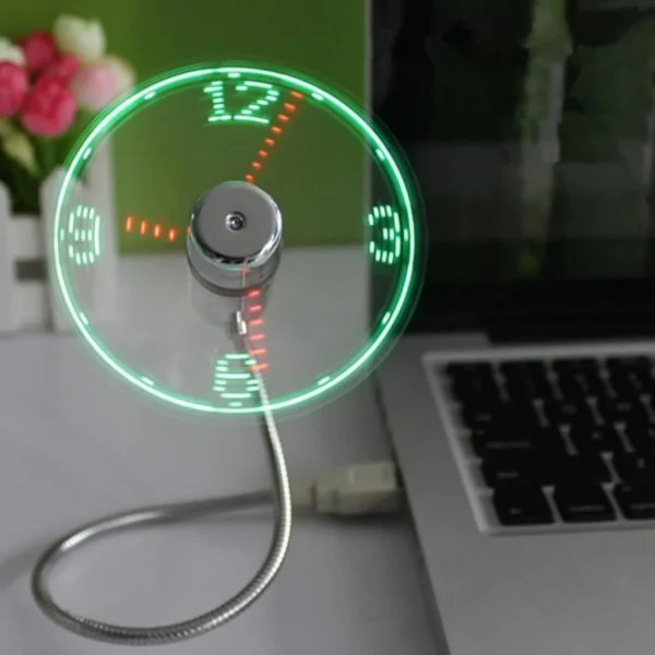 Vikakiooze Home Decor Mini USB Powered LED Cooling Flashing Real Time Display Function Clock Fan - Image 9