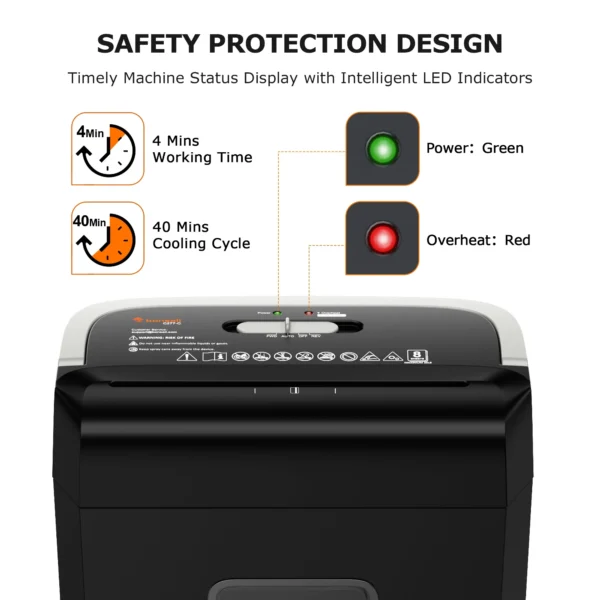 Bonsaii 8-Sheet Cross Cut Paper Shredder for Home Office Use - Image 5