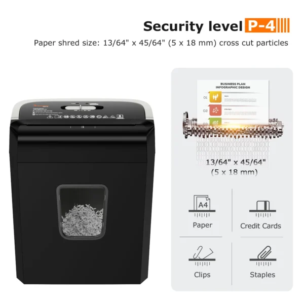 Bonsaii 8-Sheet Cross Cut Paper Shredder for Home Office Use - Image 4