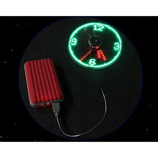 Vikakiooze Home Decor Mini USB Powered LED Cooling Flashing Real Time Display Function Clock Fan - Image 5