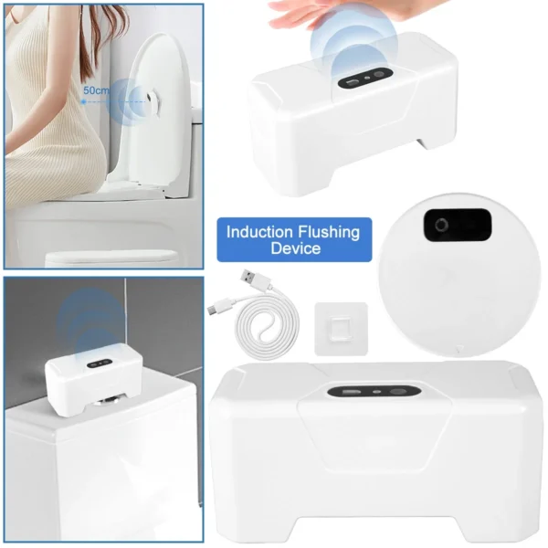 Automatic Toilet Flusher,Infrared Sensor Touchless Toilet Flusher Kit,Hands Free External Infrared Sensor Toilet Flusher,Waterproof and Easy Installation - Image 2